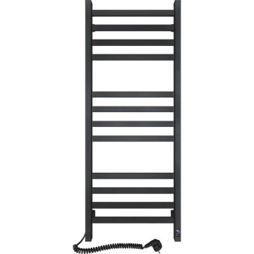 Badkamer handdoekradiator met thermostaat AVANGARD 459W/230V 120,6 cm IP44 zwart links hoekig