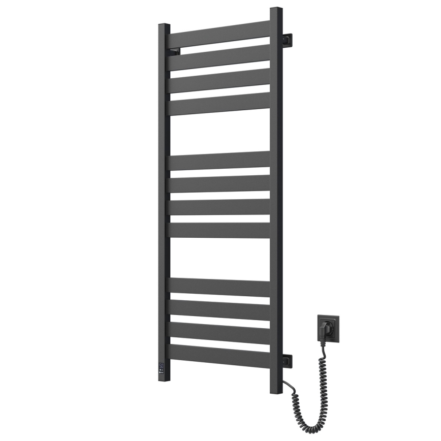 Badkamer handdoekradiator met thermostaat LARGO 256W 120x50 cm zwart rechts
