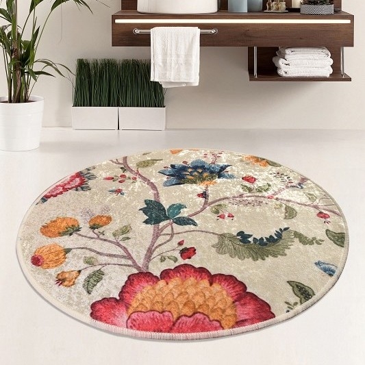 Badkamer mat ARYA diameter 100 cm kleurrijk