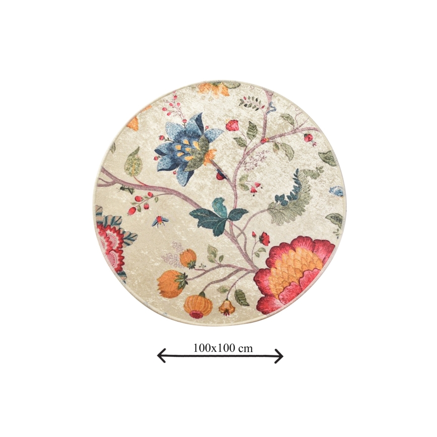 Badkamer mat ARYA diameter 100 cm kleurrijk