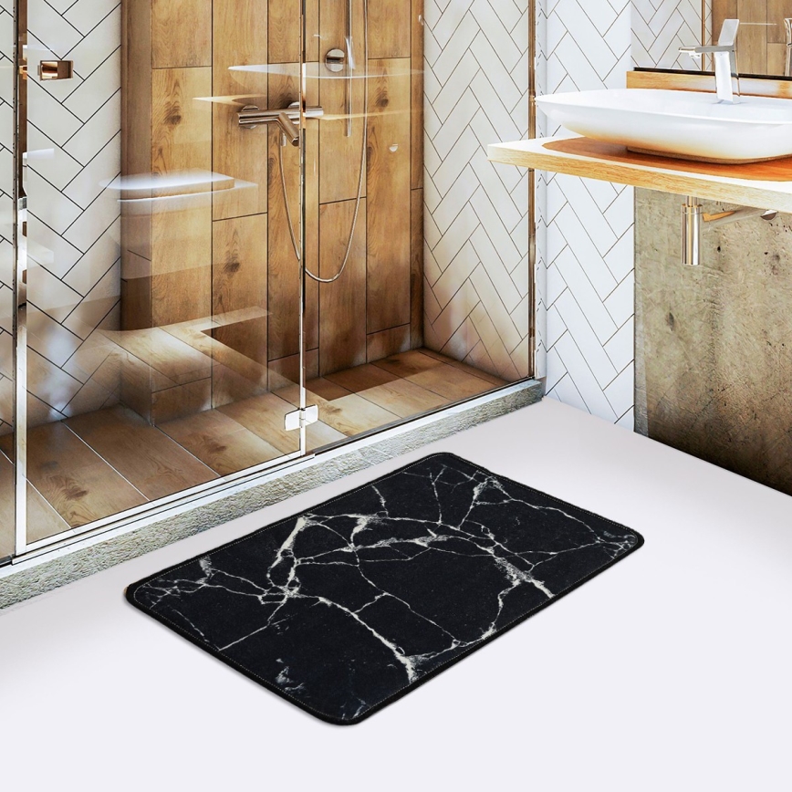 Badkamer mat MARBLE 40x60 cm zwart