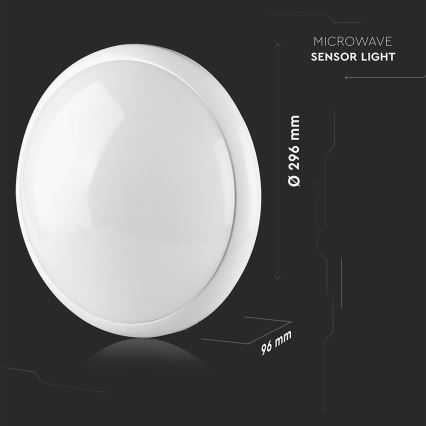 Badkamer plafondlamp met sensor 1xE27/60W/230V IP44 ø 29,6 cm