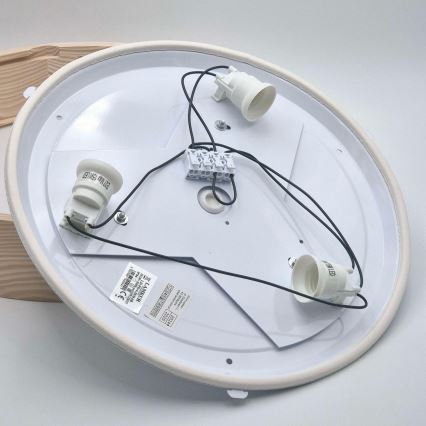 Badkamer plafondlamp NATURAL 3xE27/15W/230V IP54 dennenhout Ø 37 cm