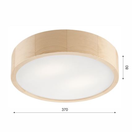 Badkamer plafondlamp NATURAL 3xE27/15W/230V IP54 dennenhout Ø 37 cm