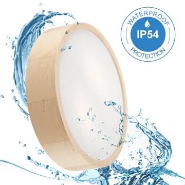 Badkamer plafondlamp NATURAL 3xE27/15W/230V IP54 grenen ø 37 cm - FSC gecertificeerd