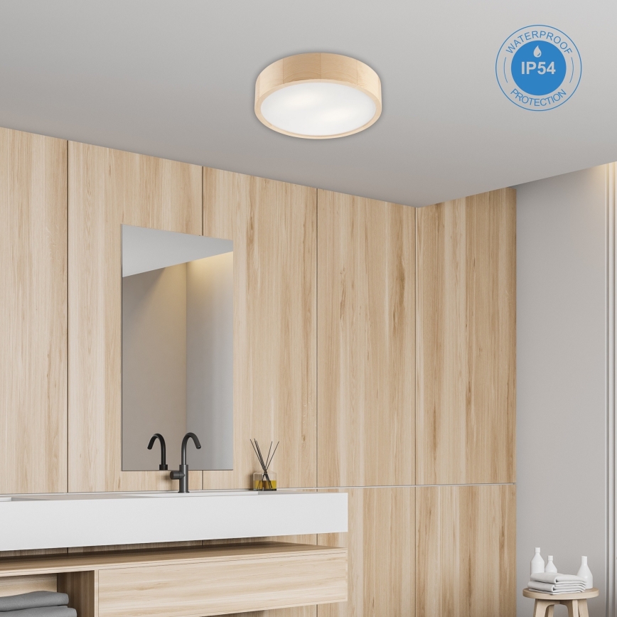 Badkamer plafondlamp NATURAL 3xE27/15W/230V IP54 grenen ø 37 cm