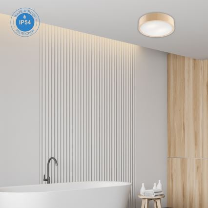 Badkamer plafondlamp NATURAL 3xE27/15W/230V IP54 grenen ø 37 cm