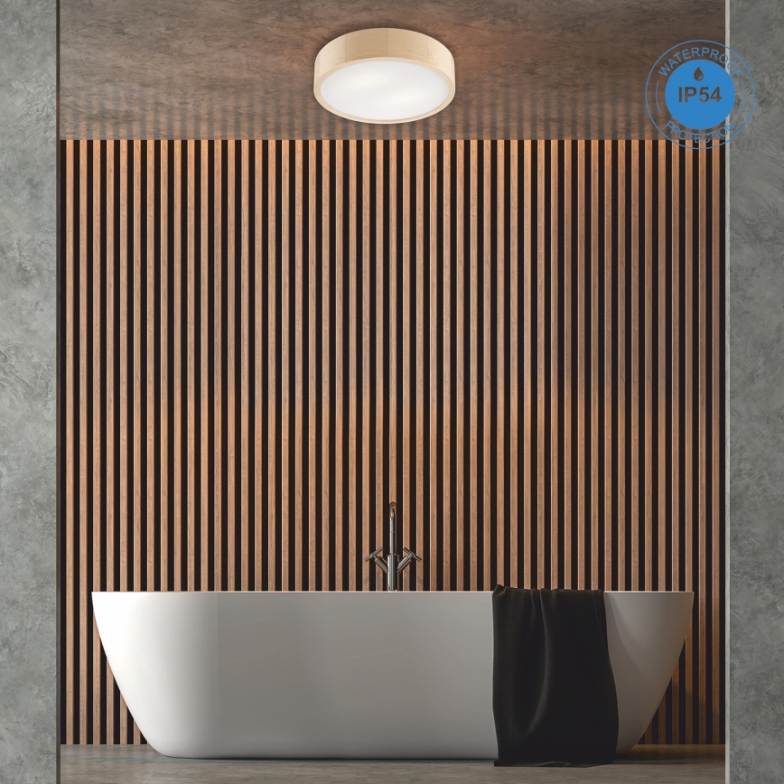 Badkamer plafondlamp NATURAL 3xE27/15W/230V IP54 grenen ø 37 cm