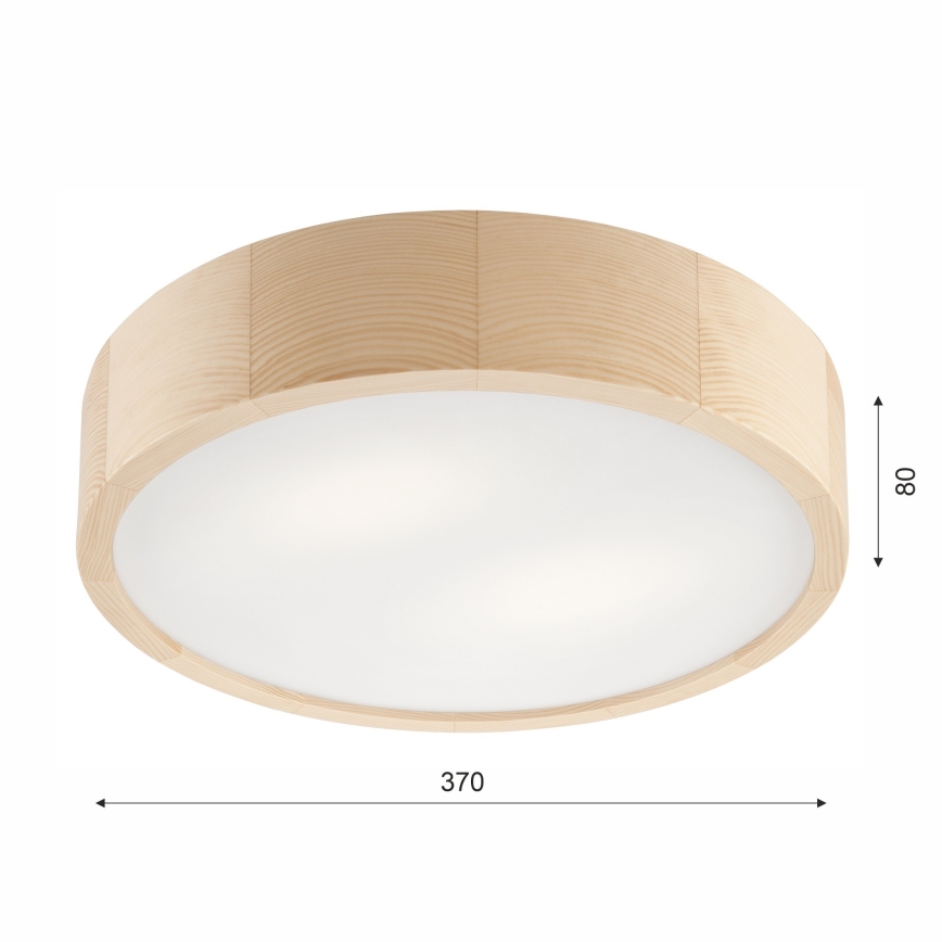 Badkamer plafondlamp NATURAL 3xE27/15W/230V IP54 grenen ø 37 cm