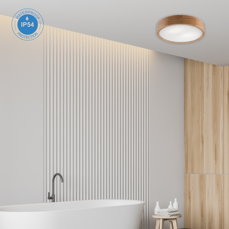 Badkamer plafondlamp OAK 3xE27/15W/230V eiken ø 37 cm IP54 - FSC gecertificeerd
