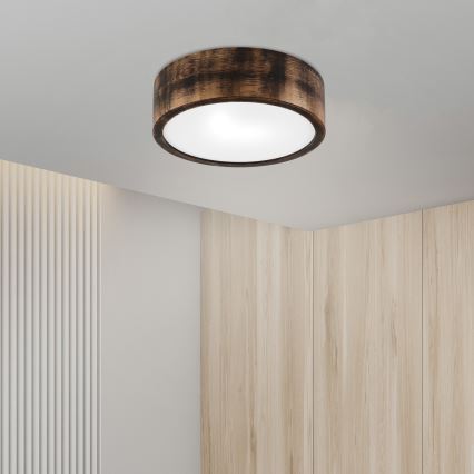 Badkamer plafondlamp OAK SMOKY 2xE27/15W/230V IP54 Ø 27,5 cm eiken/bruin