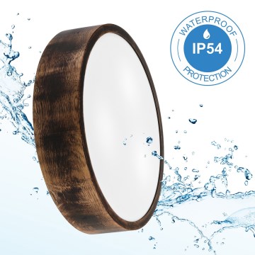 Badkamer plafondlamp OAK SMOKY 3xE27/15W/230V IP54 ø 37,5 cm eiken/bruin