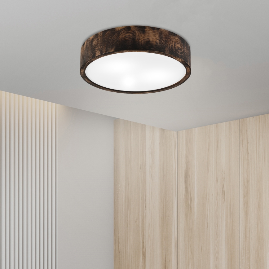Badkamer plafondlamp OAK SMOKY 3xE27/15W/230V IP54 ø 37,5 cm eiken/bruin