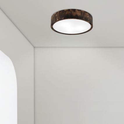 Badkamer plafondlamp OAK SMOKY 3xE27/15W/230V IP54 ø 37,5 cm eiken/bruin