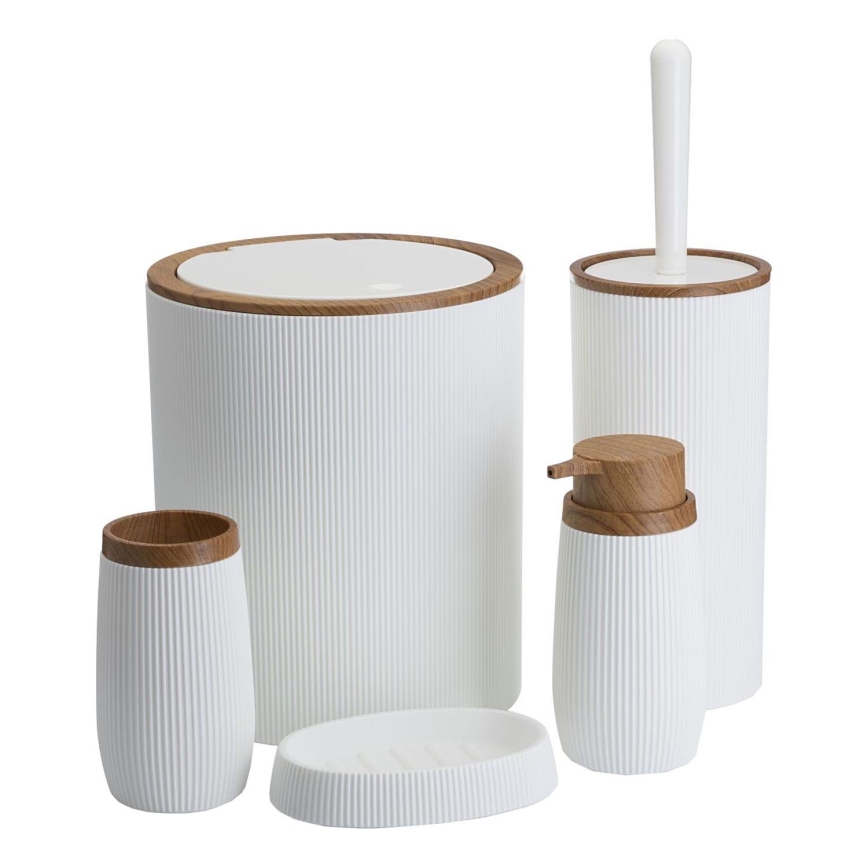 Badkamer set ALISON 5 st. wit/bruin