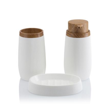 Badkamer set ALISON 5 st. wit/bruin