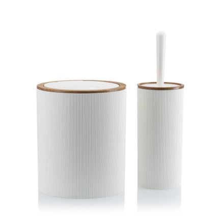 Badkamer set ALISON 5 st. wit/bruin