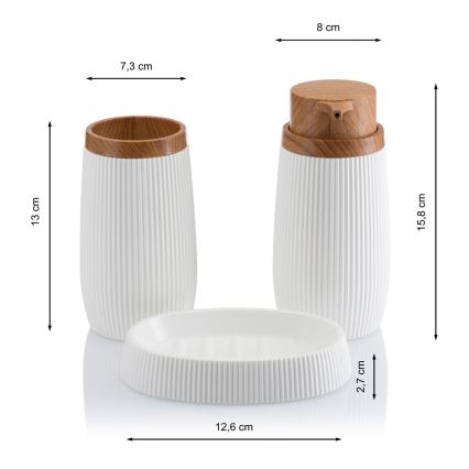 Badkamer set ALISON 5 st. wit/bruin