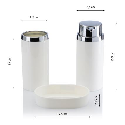 Badkamer set CARMEN 5 st. wit/glanzend chroom