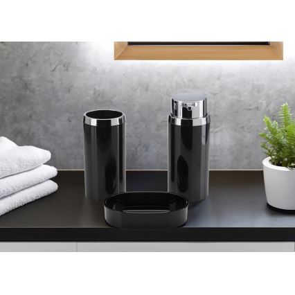 Badkamer set CARMEN 5 st. zwart/glanzend chroom