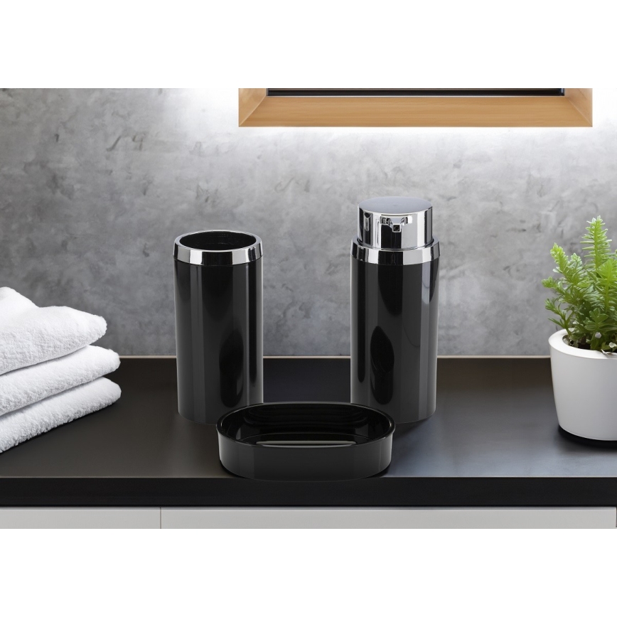 Badkamer set CARMEN 5 st. zwart/glanzend chroom