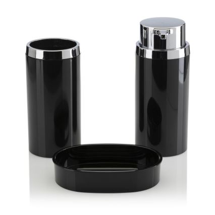 Badkamer set CARMEN 5 st. zwart/glanzend chroom