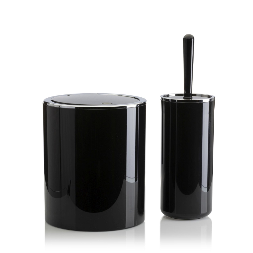 Badkamer set CARMEN 5 st. zwart/glanzend chroom