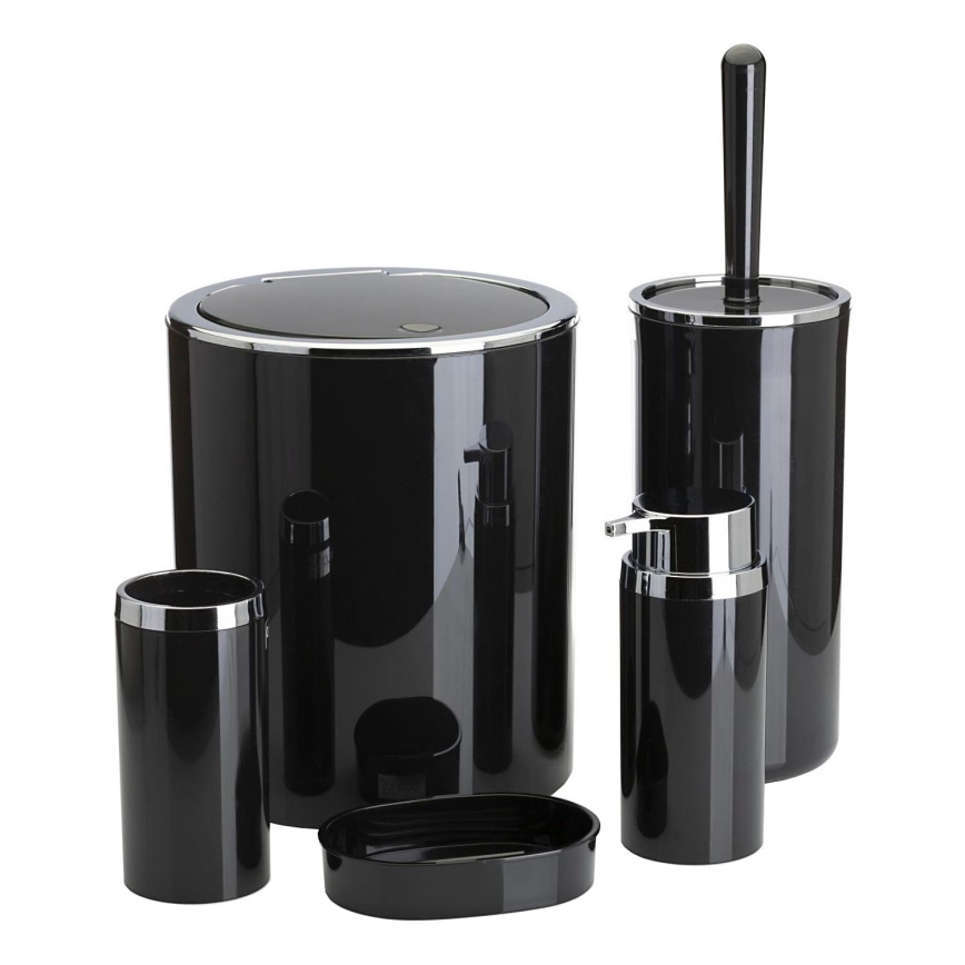 Badkamer set CARMEN 5 st. zwart/glanzend chroom