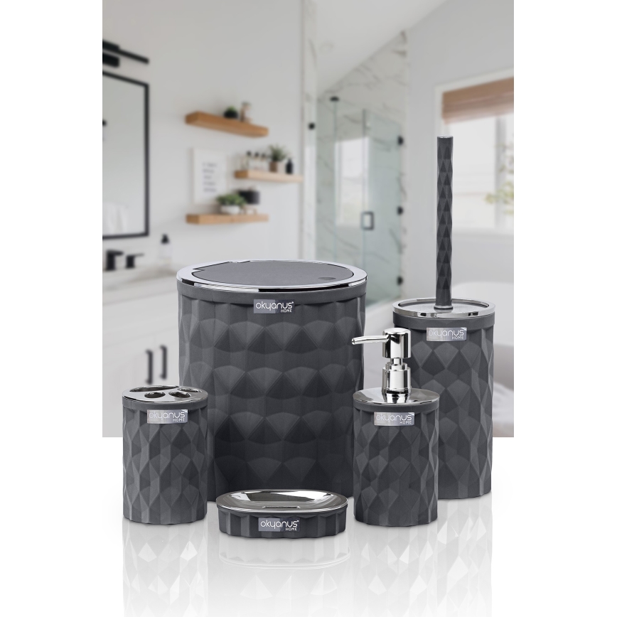 Badkamer set DIAMOND 5 st. antraciet/glanzend chroom