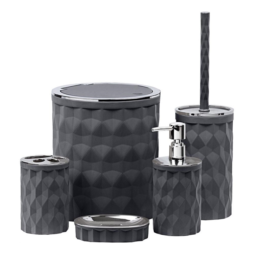 Badkamer set DIAMOND 5 st. antraciet/glanzend chroom