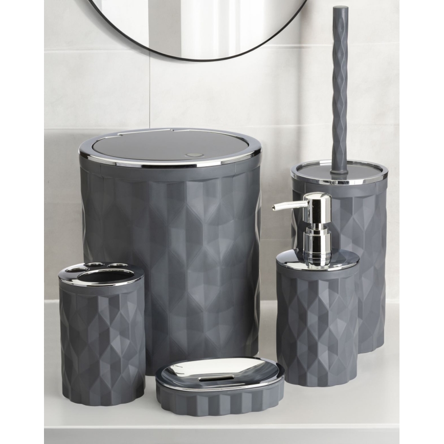 Badkamer set REINA 5 st. antraciet/glanzend chroom