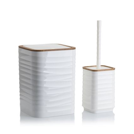 Badkamer set WAVE 5 st. wit/bruin