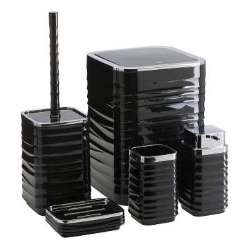Badkamer set WAVE 5 st. zwart/glanzend chroom