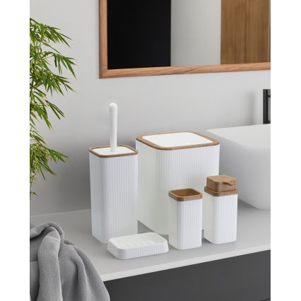 Badkamer set ZOYA 5 st. wit/bruin