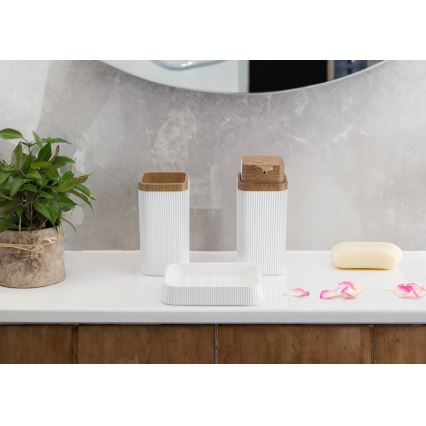 Badkamer set ZOYA 5 st. wit/bruin