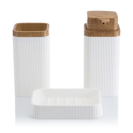 Badkamer set ZOYA 5 st. wit/bruin