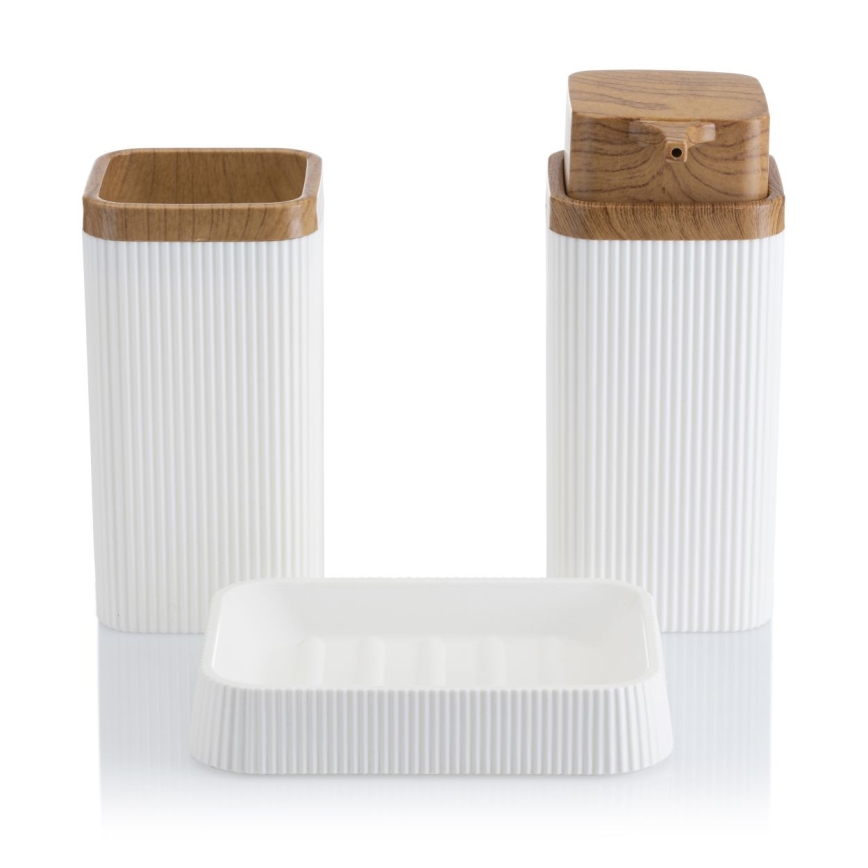 Badkamer set ZOYA 5 st. wit/bruin