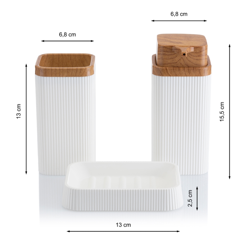 Badkamer set ZOYA 5 st. wit/bruin