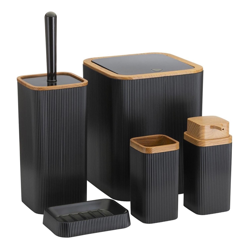 Badkamer set ZOYA 5 st. zwart/bruin