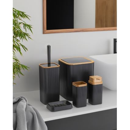 Badkamer set ZOYA 5 st. zwart/bruin