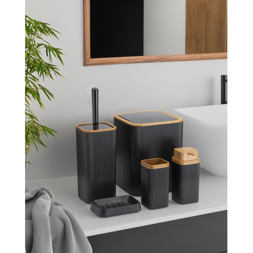 Badkamer set ZOYA 5 st. zwart/bruin