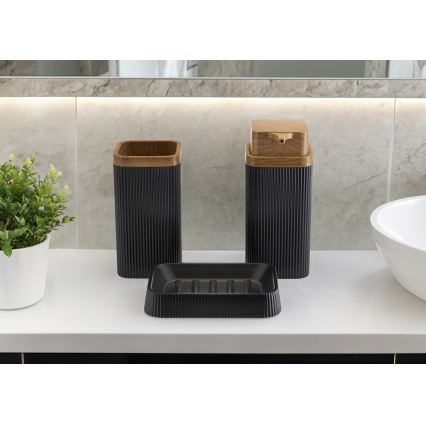 Badkamer set ZOYA 5 st. zwart/bruin