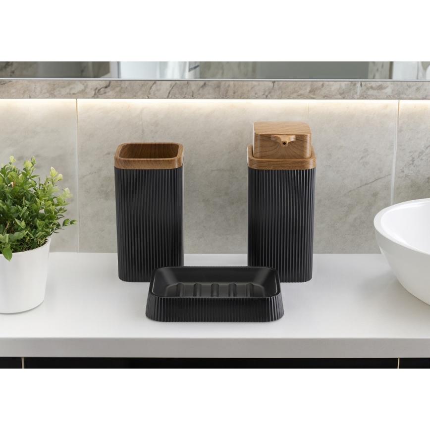 Badkamer set ZOYA 5 st. zwart/bruin
