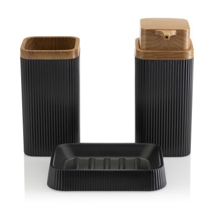 Badkamer set ZOYA 5 st. zwart/bruin