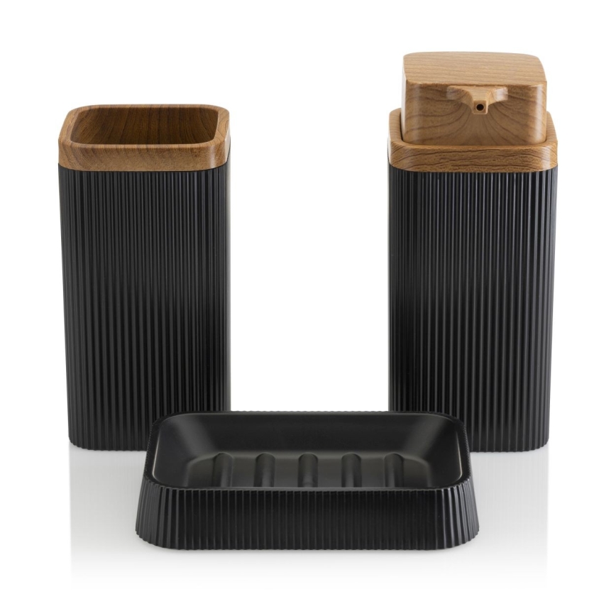 Badkamer set ZOYA 5 st. zwart/bruin