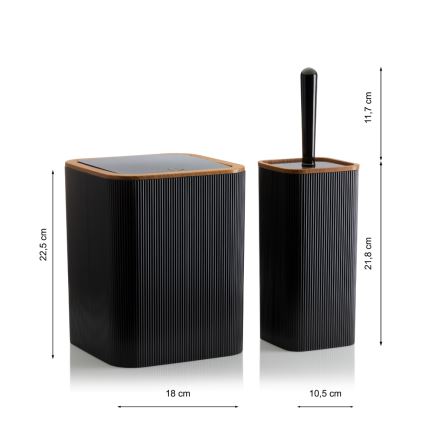 Badkamer set ZOYA 5 st. zwart/bruin