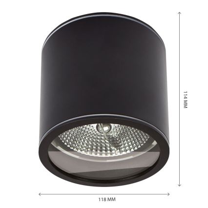 Badkamer spot CHLOE AR111 1xGU10/15W/230V IP44 rond zwart