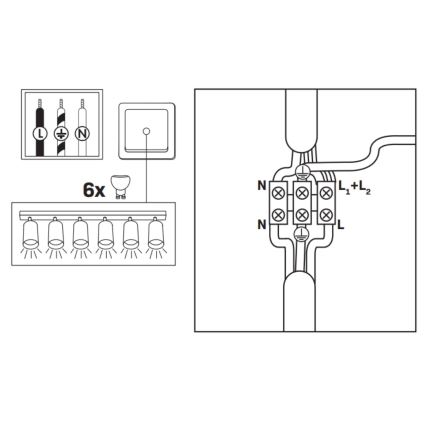 Badkamer spot TURYN 6xGU10/10W/230V IP44 zwart