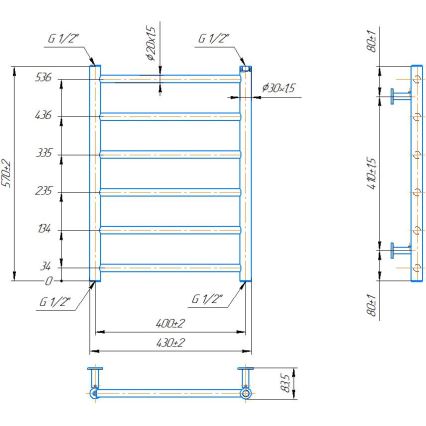 Badkamerhanddoekradiator INOX FLAT 122W/230V 57x43 cm rvs / glanzend chroom