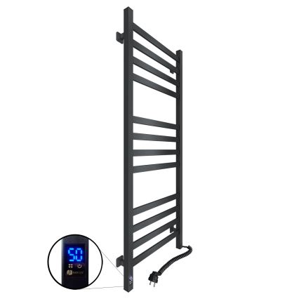 Badkamerhanddoekradiator met thermostaat AVANGARD 227 W 120 x 48 cm zwart rechts
